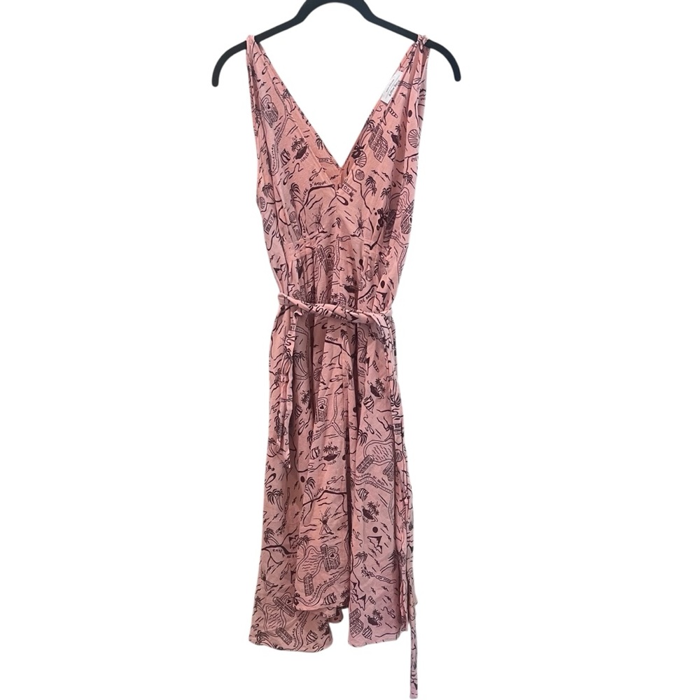 & Other Stories Pink French Riviera Print Sleeveless Midi Dress Size 6